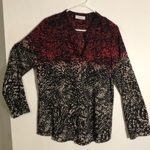 Calvin Klein Womens Shirt Snakeskin pattern Black-Red-White